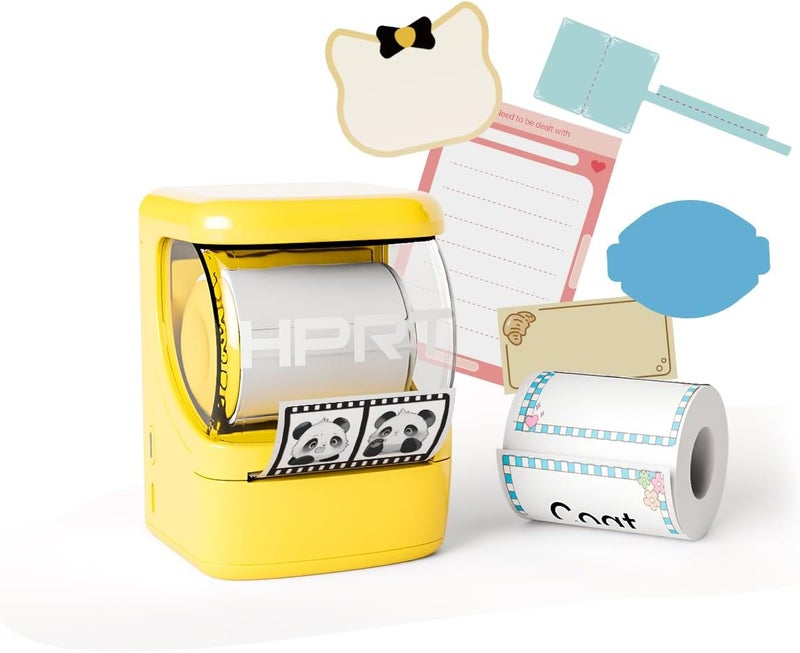 HPRT NEW1 Label Printer 2 Inch Portable Inkless Bluetooth Label Maker for Small Business, Home, School, Sticker Printer for Address, Logo, Barcode, Clothing, with Automatic Label Recognition（Yellow） - Image 1